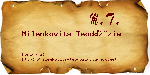 Milenkovits Teodózia névjegykártya